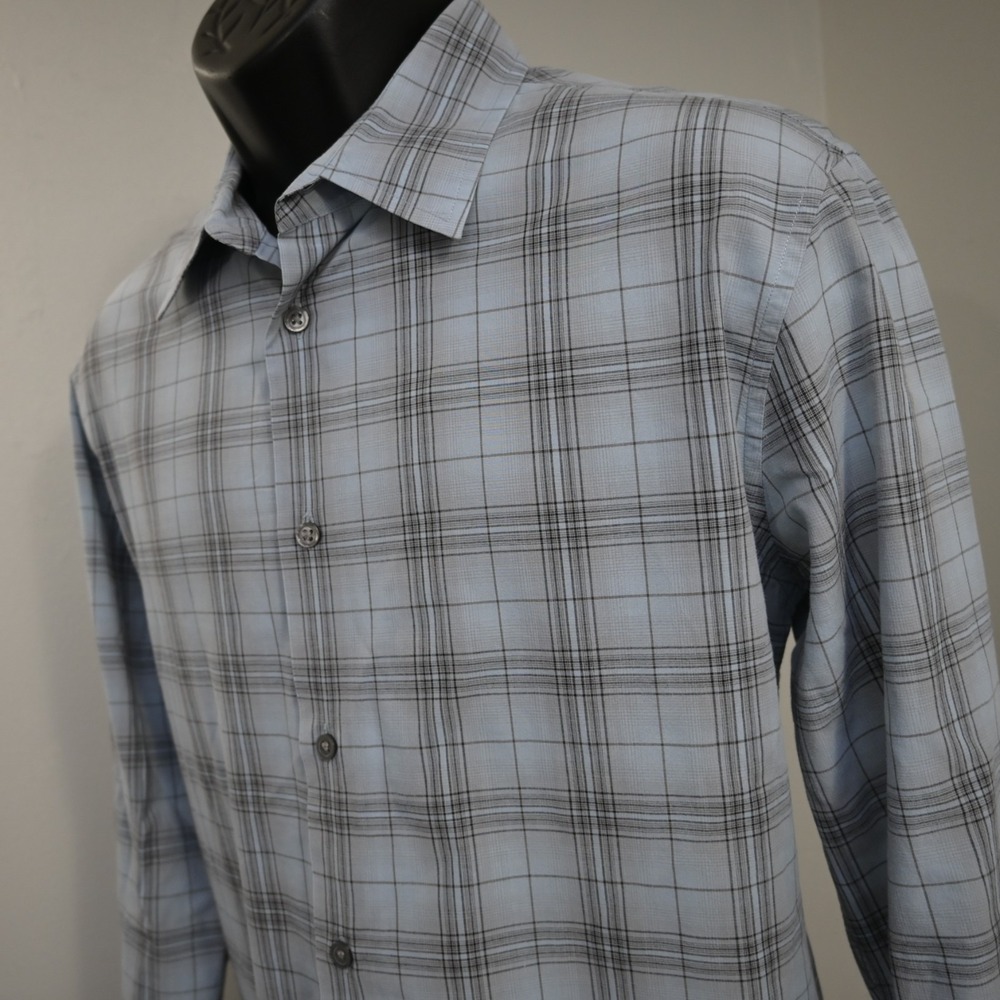 John Varvatos USA Button Up Dress‎ Shirt Plaid Long Sleeve Mens Size Large